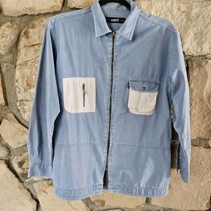 Denim Zip Up Shirt Jacket Size 12